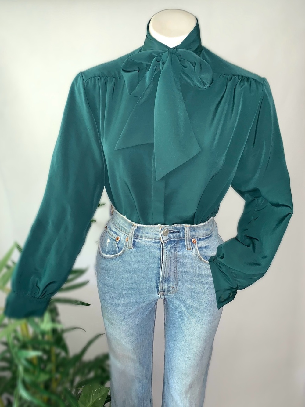 v i n t a g e :: Pendleton Neck Tie Secretary Blouse - Picture 6 of 12